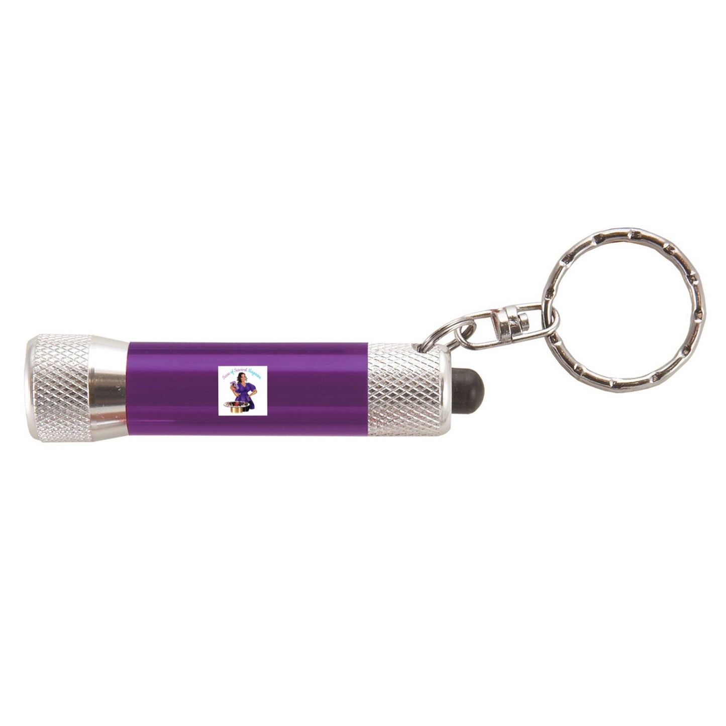 Our handy chroma led flashlight keyring Batteries included